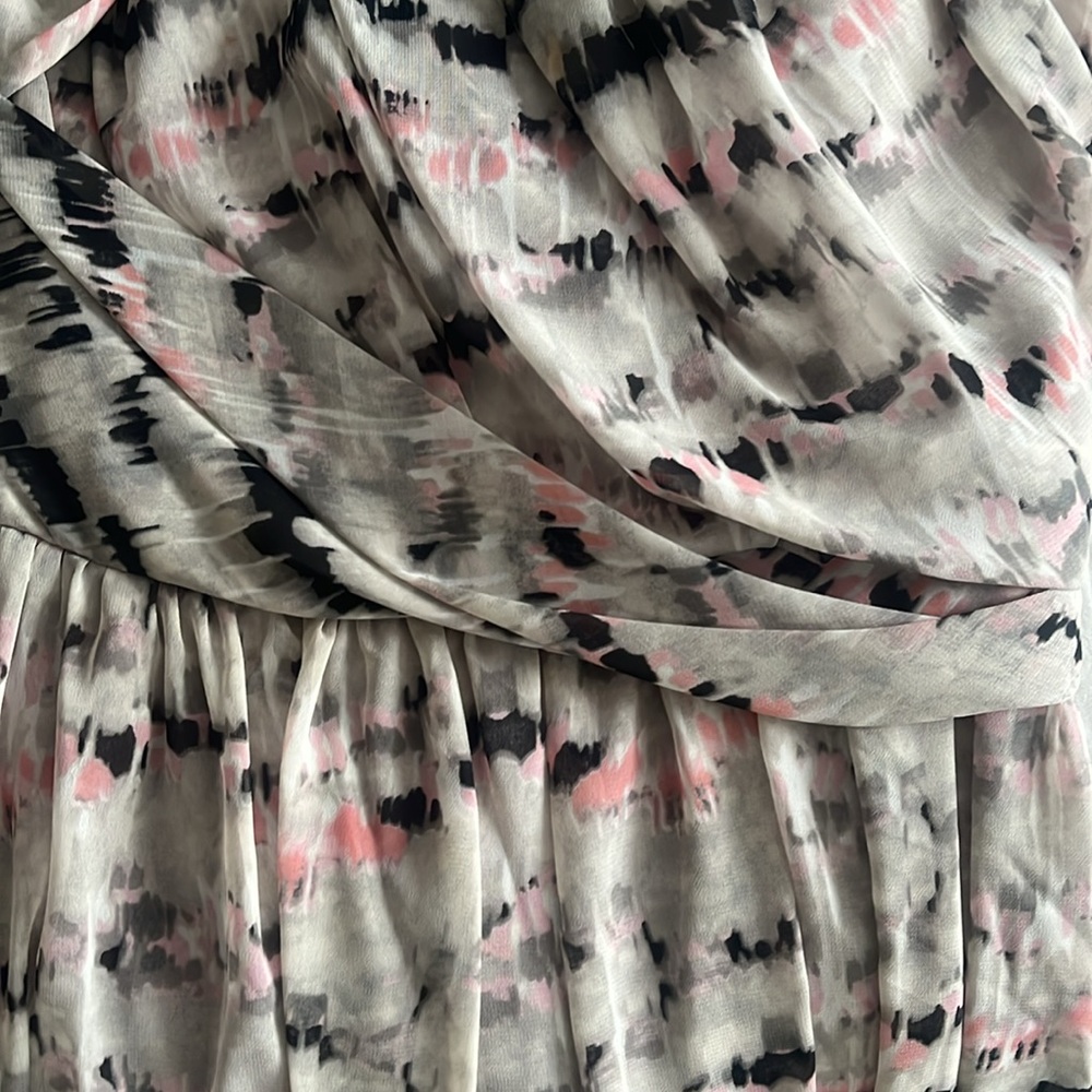 Bcbg Printed Grey Patterned Draped Mini Cocktail … - image 3
